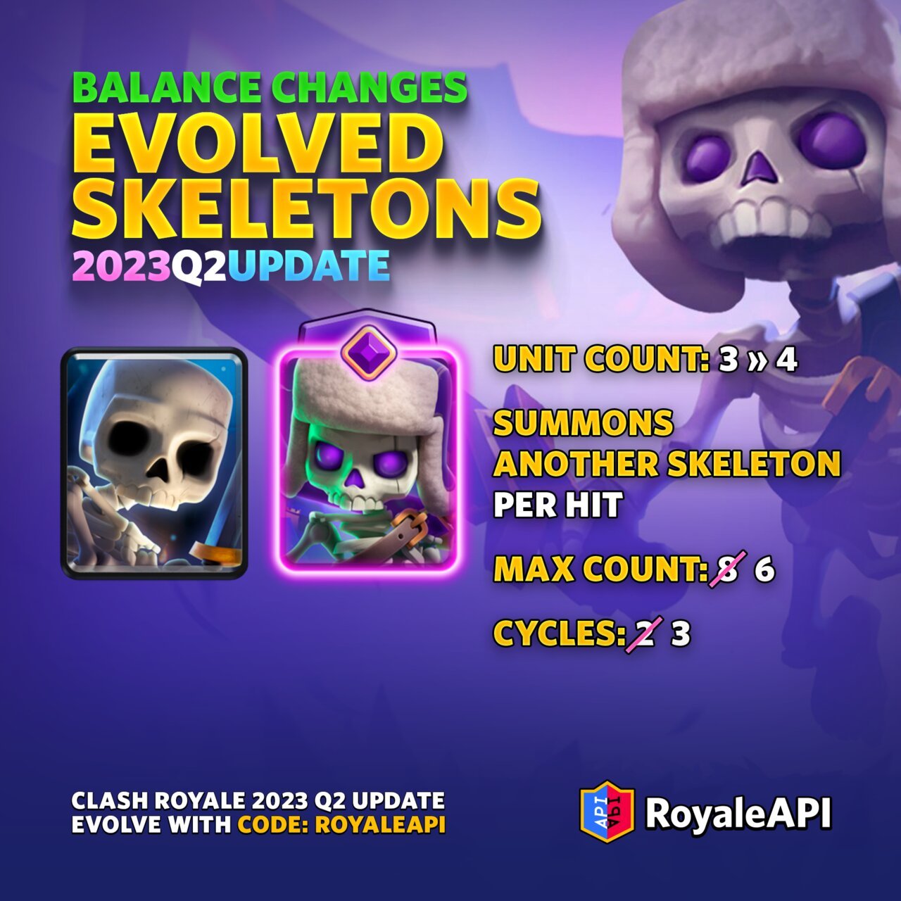 Evolved Skeletons - Clash Royale 2023 Q2 Summer Update