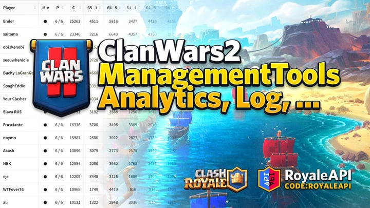Clan Wars 2 Tools for Clash Royale Clan Leaders - Analytics, Log and More